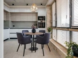 ceiling lamp above a table in a kitchen